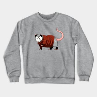 Opossum in oversized red sweater Crewneck Sweatshirt